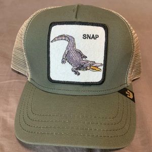 Goorin Bros Adjustable Hat. Alligator "SNAP". Green. Tan.